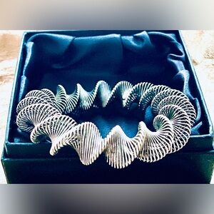 Twisted double helix DNA silver bracelet engineered science & fashion statement